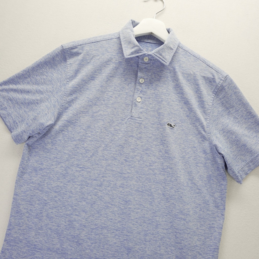 Vineyard Vines Performance Polo Shirt Mens Small Blue Space Dye Heathered S/S